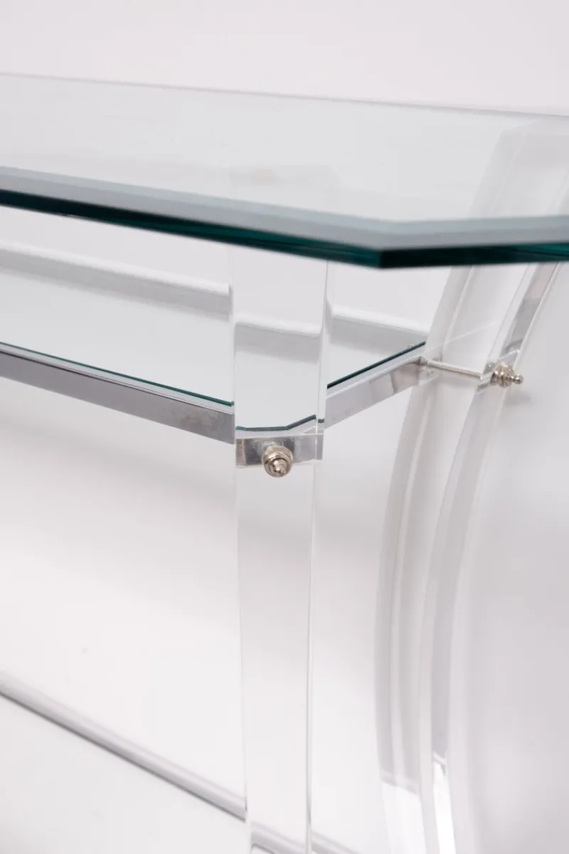 New Pamono Regency Console Table and Mirror in Chrome, 1970s, Set of 2