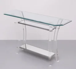 New Pamono Regency Console Table and Mirror in Chrome, 1970s, Set of 2