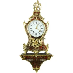 Pamono Regency or Louis XV Boulle Cartel Clock on Console by Gribelin, Paris, Early 18th Century, Set of 2> Clocks