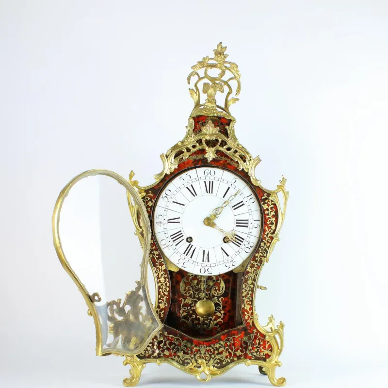 Pamono Regency or Louis XV Boulle Cartel Clock on Console by Gribelin, Paris, Early 18th Century, Set of 2> Clocks