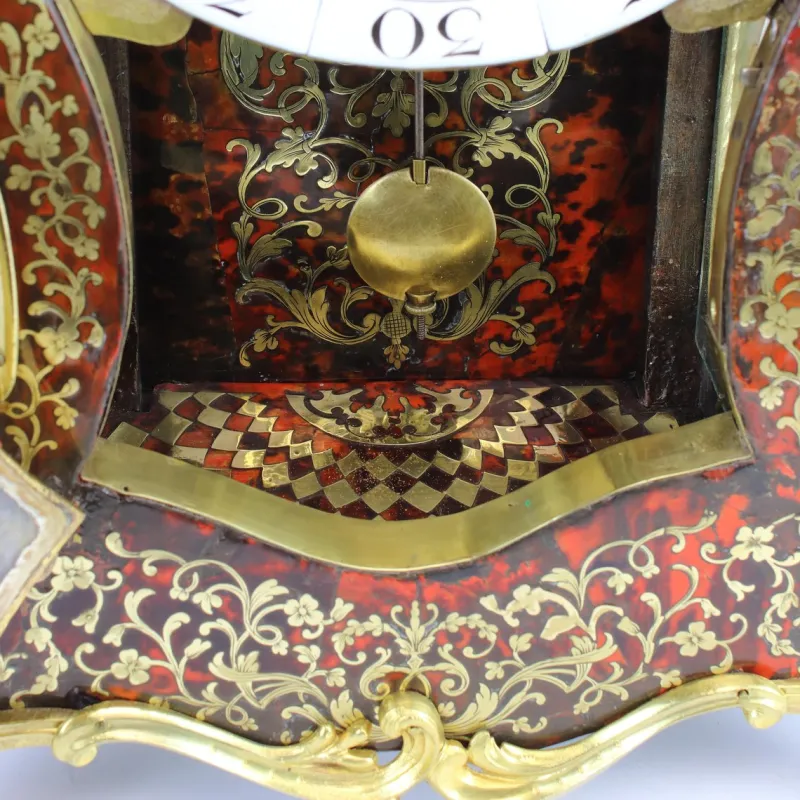Pamono Regency or Louis XV Boulle Cartel Clock on Console by Gribelin, Paris, Early 18th Century, Set of 2> Clocks