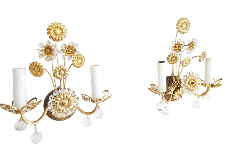 Pamono Regency Sconces by Ernst Palme for Palwa, 1950s, Set of 2> Wall Lights & Sconces