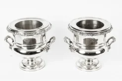 Outlet Pamono Regency Wine Coolers in Old Sheffield Plate with Hise Crest, 19th Century, Set of 2