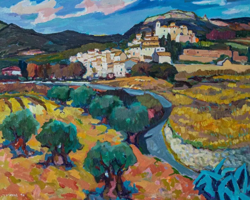 Pamono Reguera Canyelles Castle Landscape, Oil on Canvas, Framed> Impressionist