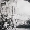 Pamono Rembrandt van Rijn, Peter and John Healing the Cripple at the Gate, Etching, 1659> Old Masters