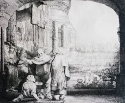 Pamono Rembrandt van Rijn, Peter and John Healing the Cripple at the Gate, Etching, 1659> Old Masters
