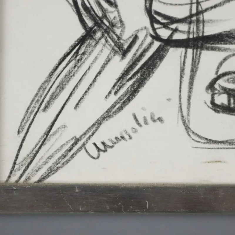 Pamono Remo Brindisi, Drawing with Letter, 1961, Canvas> Work On Paper