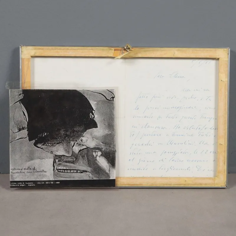 Pamono Remo Brindisi, Drawing with Letter, 1961, Canvas> Work On Paper
