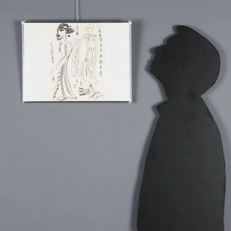 Pamono Remo Brindisi, Sketch for Aida, 1974, Charcoal Drawing> Work On Paper