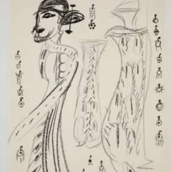 Pamono Remo Brindisi, Sketch for Aida, 1974, Charcoal Drawing><noscript><img width=