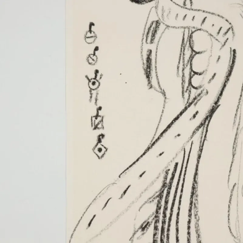 Pamono Remo Brindisi, Sketch for Aida, 1974, Charcoal Drawing> Work On Paper