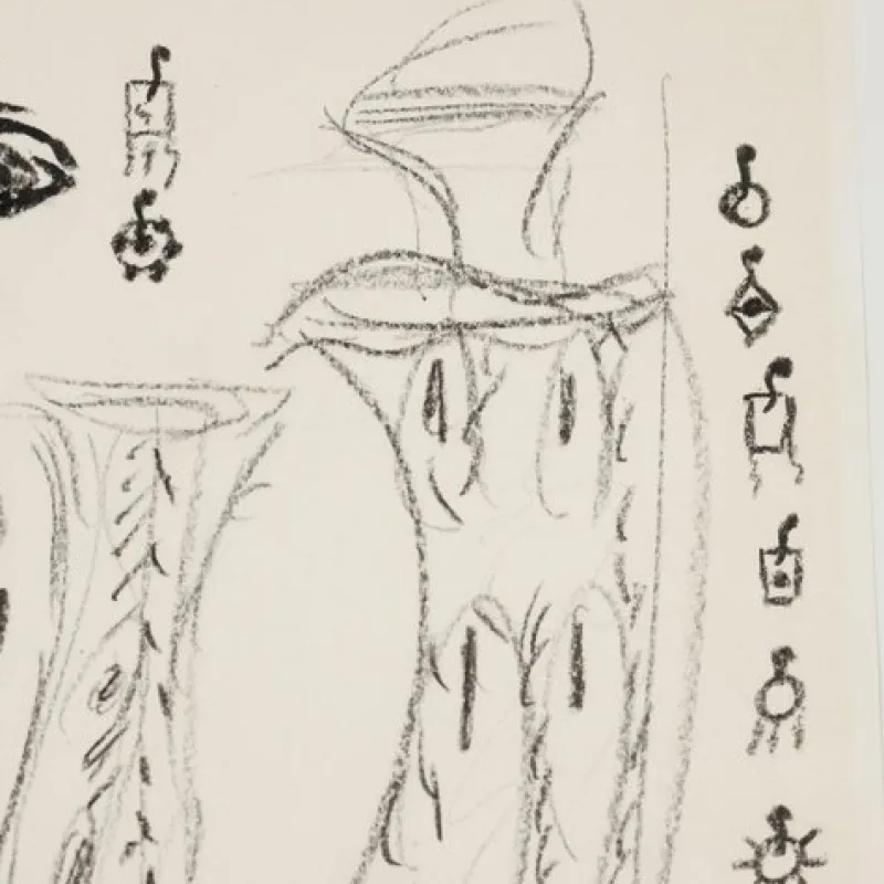 Pamono Remo Brindisi, Sketch for Aida, 1974, Charcoal Drawing> Work On Paper