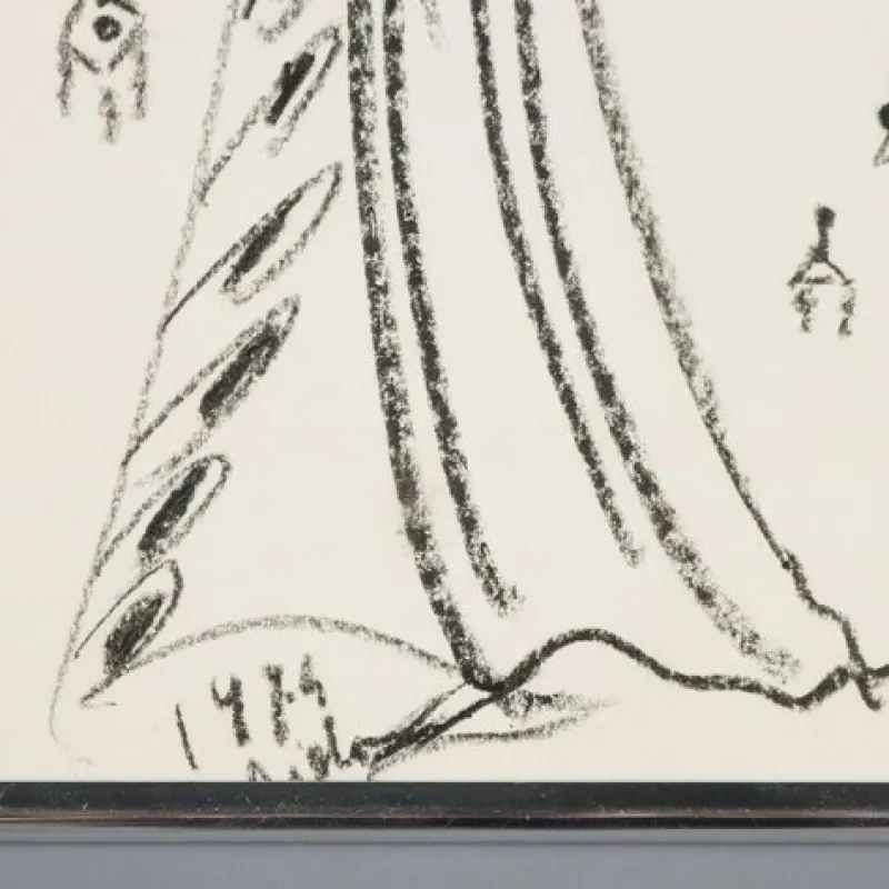 Pamono Remo Brindisi, Sketch for Aida, 1974, Charcoal Drawing> Work On Paper
