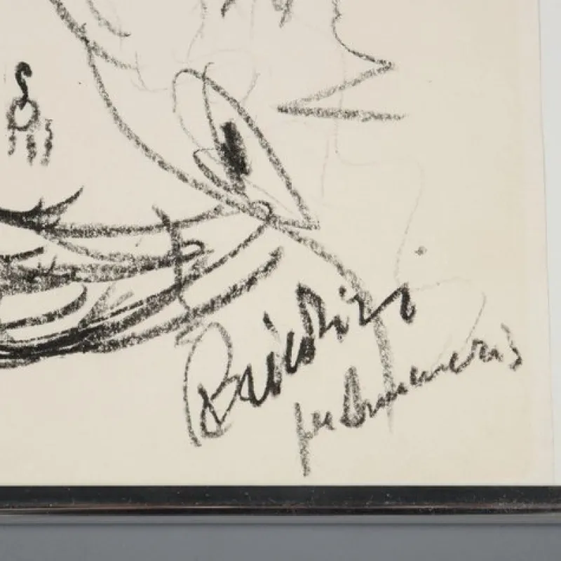 Pamono Remo Brindisi, Sketch for Aida, 1974, Charcoal Drawing> Work On Paper