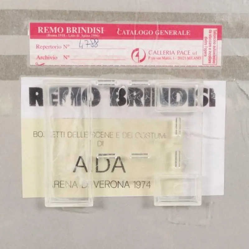 Pamono Remo Brindisi, Sketch for Aida, 1974, Charcoal Drawing> Work On Paper