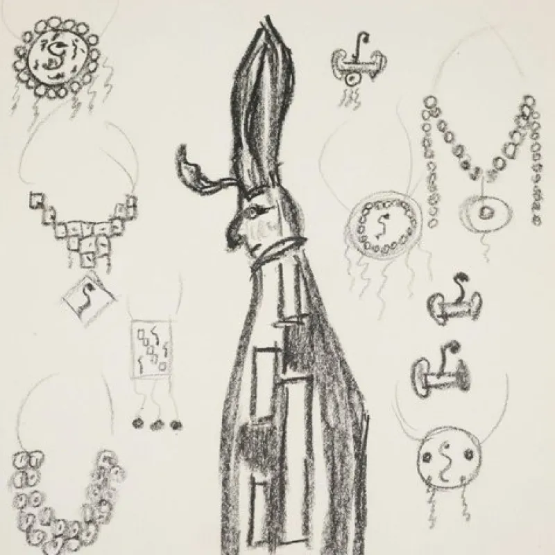 Pamono Remo Brindisi, Sketch for Aida, 1974, Charcoal Drawing> Work On Paper