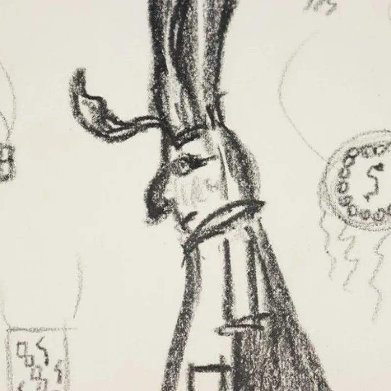 Pamono Remo Brindisi, Sketch for Aida, 1974, Charcoal Drawing> Work On Paper