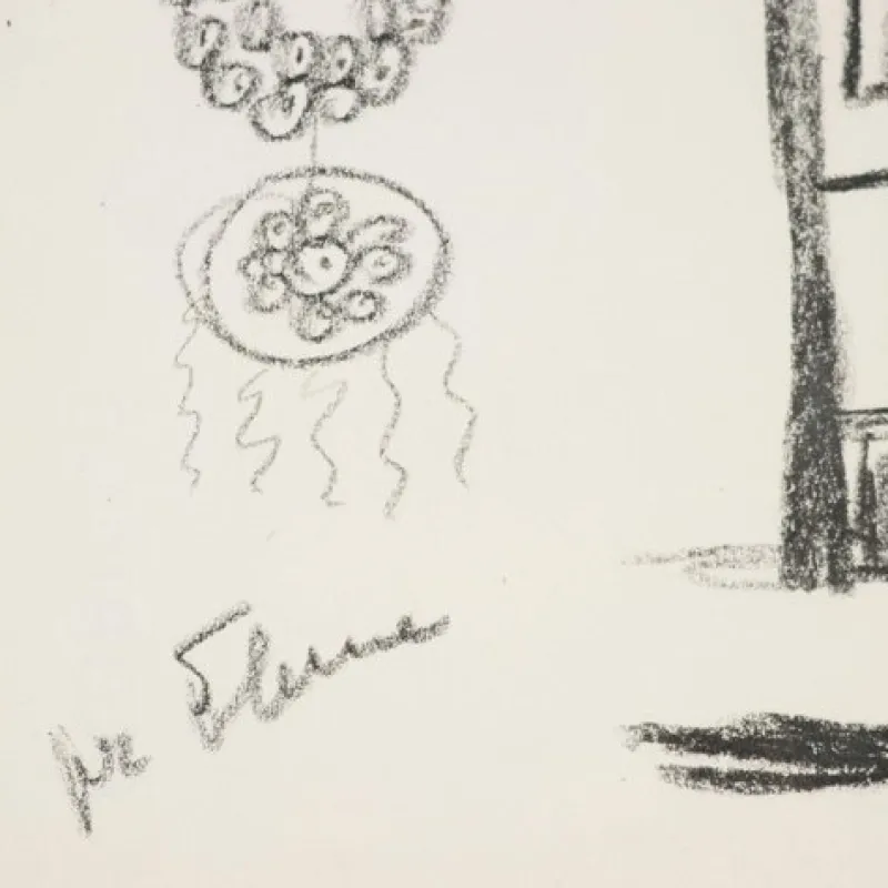 Pamono Remo Brindisi, Sketch for Aida, 1974, Charcoal Drawing> Work On Paper