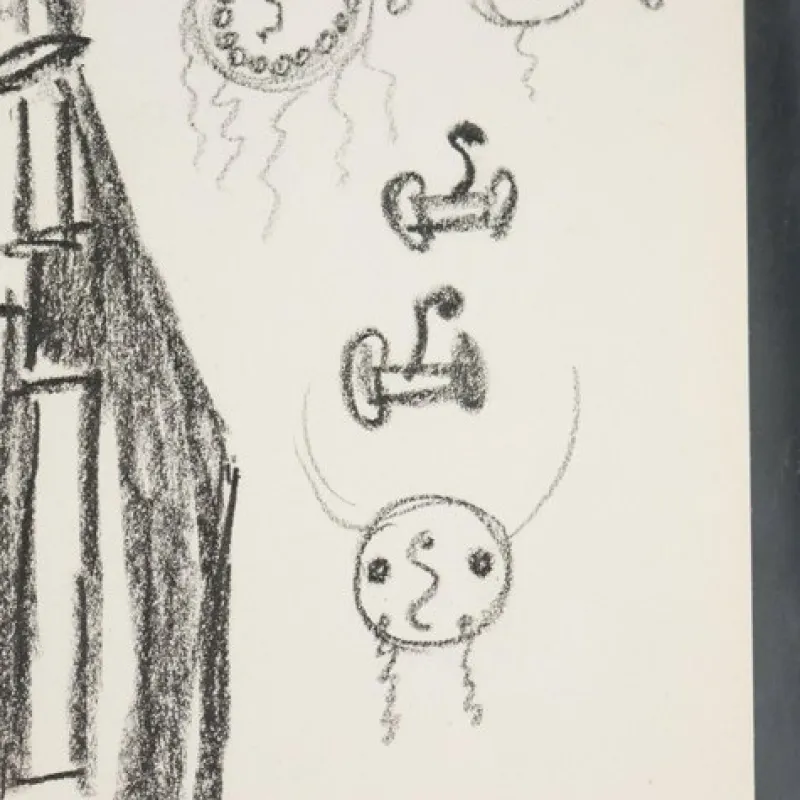 Pamono Remo Brindisi, Sketch for Aida, 1974, Charcoal Drawing> Work On Paper