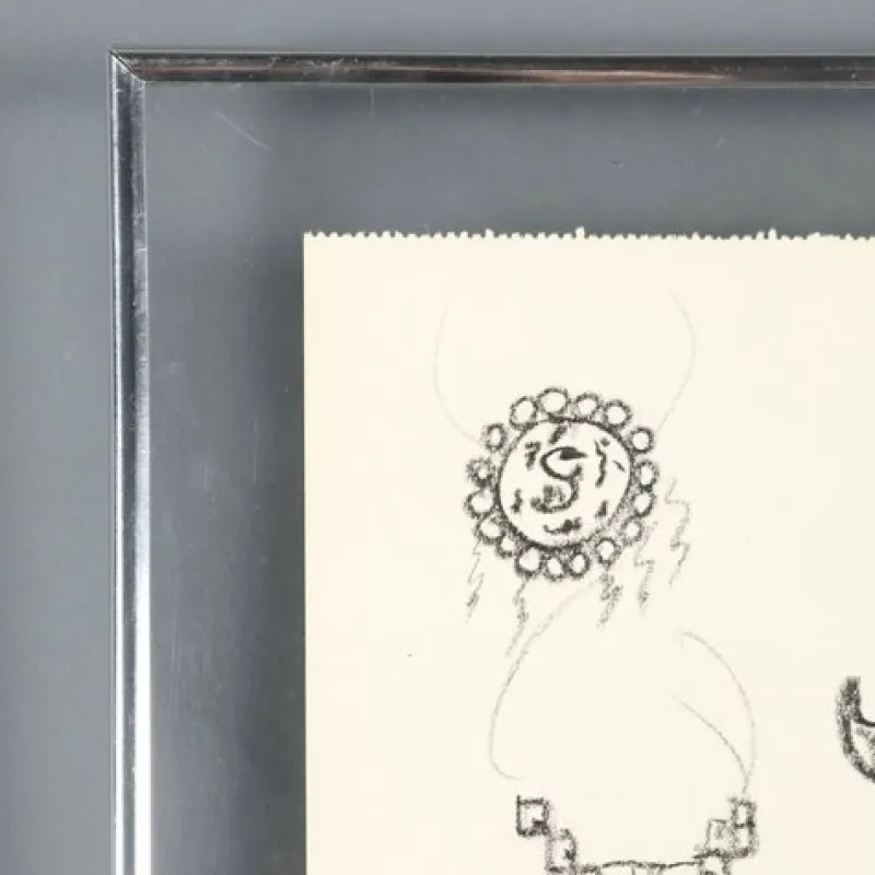 Pamono Remo Brindisi, Sketch for Aida, 1974, Charcoal Drawing> Work On Paper