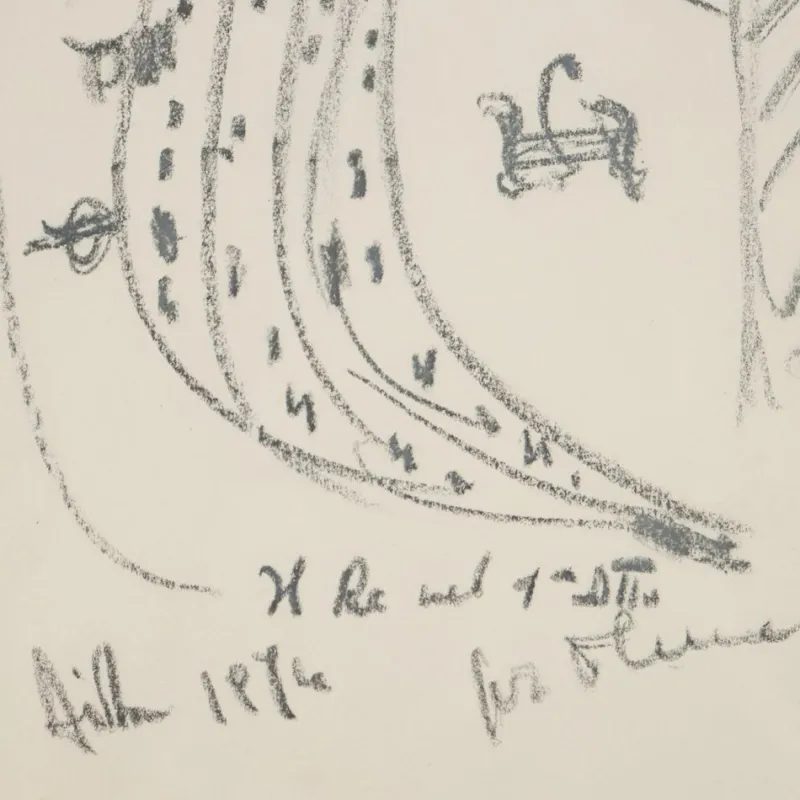 New Pamono Remo Brindisi, Sketch for the Aida, 1974, Charcoal Drawing