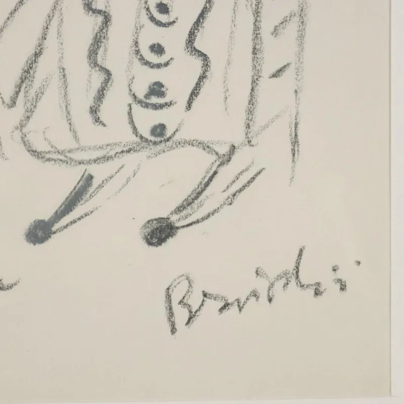 New Pamono Remo Brindisi, Sketch for the Aida, 1974, Charcoal Drawing