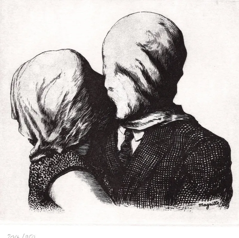 New Pamono René Magritte, Les Amants (The Lovers), 2003, Etching & Paper