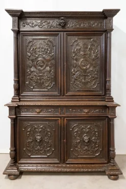Pamono Renaissance Revival Oak 2-Part Buffet Cabinet, France, Mid-19th Century> Sideboards & Buffets