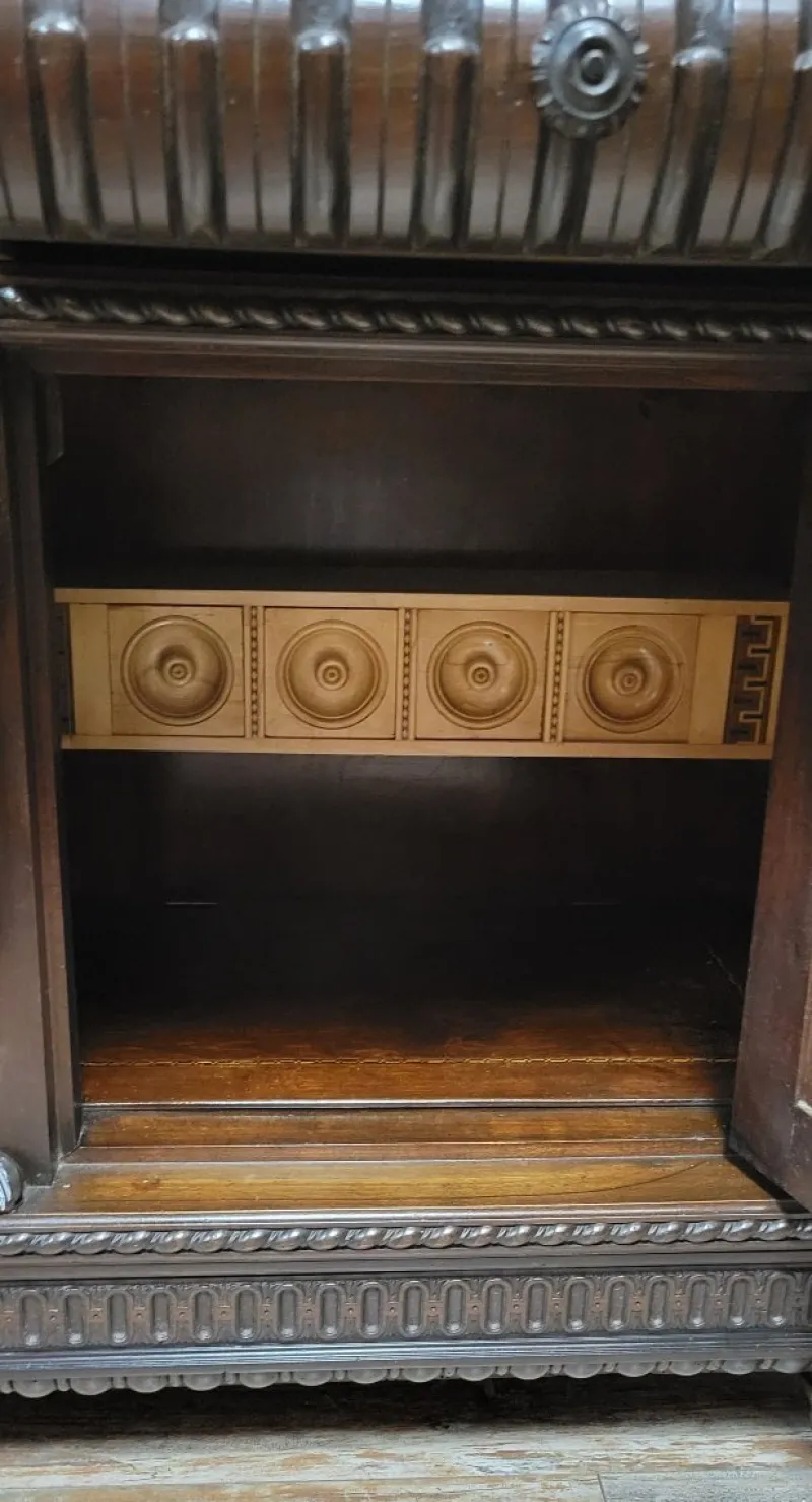 Pamono Renaissance Style Sideboard with Secret Compartments in Walnut and Elm, 19th Century> Sideboards & Buffets