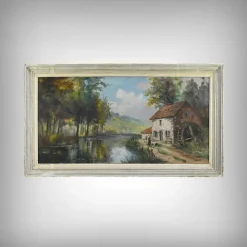 Pamono Reney, The Mill, 20th Century, Oil on Canvas, Framed> Classical|Painting