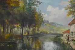 Pamono Reney, The Mill, 20th Century, Oil on Canvas, Framed><noscript><img width=