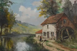 Pamono Reney, The Mill, 20th Century, Oil on Canvas, Framed><noscript><img width=