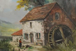 Pamono Reney, The Mill, 20th Century, Oil on Canvas, Framed><noscript><img width=
