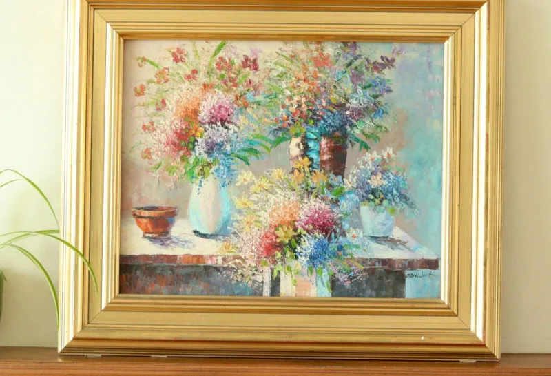 Outlet Pamono Renwick, Floral Spray, 1960s, Oil on Canvas, Framed