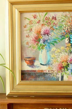 Outlet Pamono Renwick, Floral Spray, 1960s, Oil on Canvas, Framed