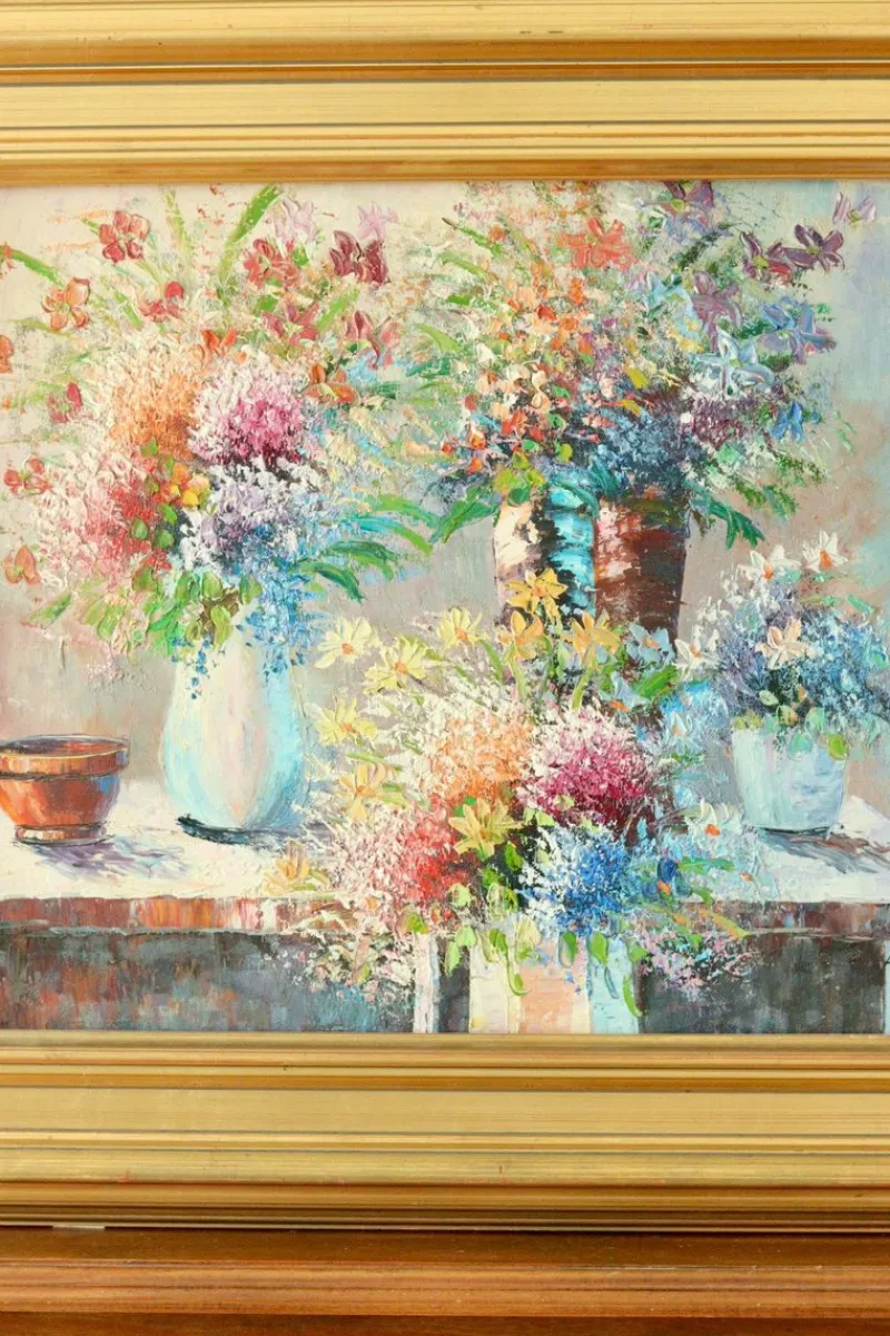 Outlet Pamono Renwick, Floral Spray, 1960s, Oil on Canvas, Framed
