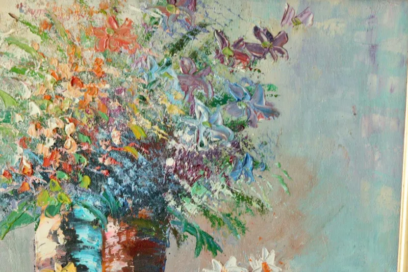 Outlet Pamono Renwick, Floral Spray, 1960s, Oil on Canvas, Framed