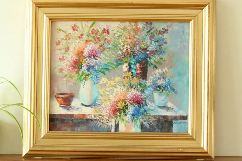 Outlet Pamono Renwick, Floral Spray, 1960s, Oil on Canvas, Framed