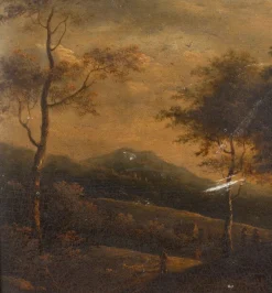 Pamono Restoration Period Artist, Landscape, Oil on Panel, Framed><noscript><img width=