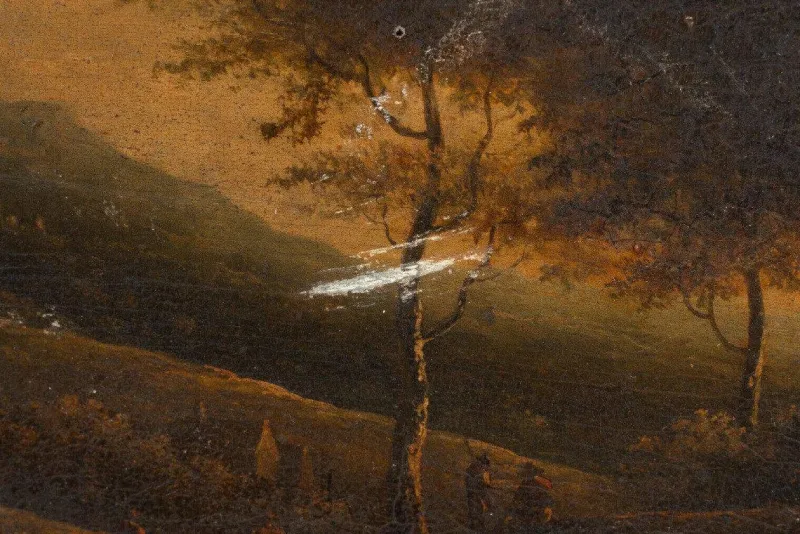 Pamono Restoration Period Artist, Landscape, Oil on Panel, Framed> Classical