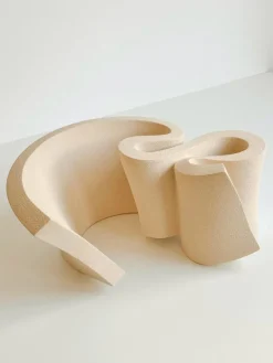 Sale Pamono Ribbon Vase in Stoneware Clay by Aleksandra Krasnopolska