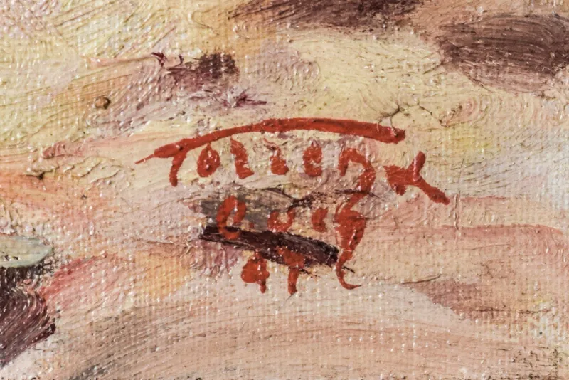 Pamono Ricard Tarrega Viladoms, Spanish Cala Landscape, Mid-20th Century, Oil on Canvas> Impressionist