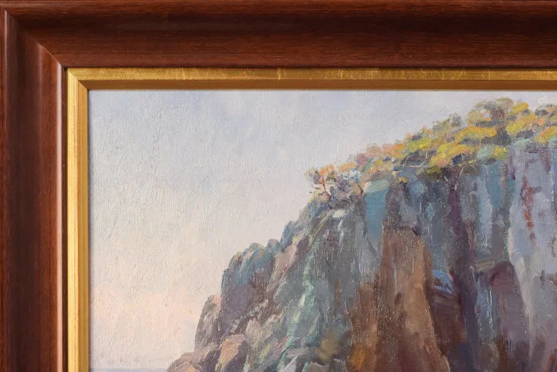 Pamono Ricard Tarrega Viladoms, Spanish Cala Landscape, Mid-20th Century, Oil on Canvas> Impressionist