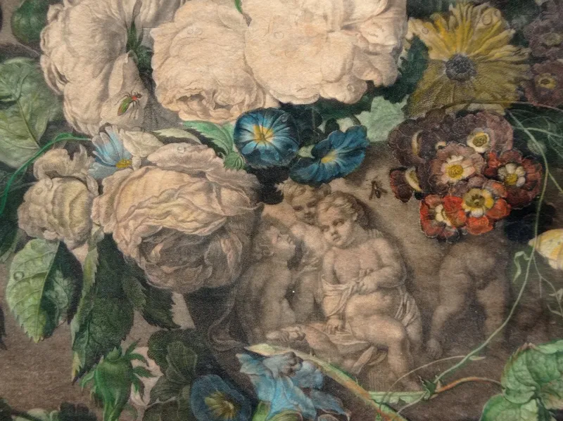 Pamono Richard Earlom After Jan van Huysum, A Flower Piece, Watercolour on Mezzotint, 1778> Old Masters