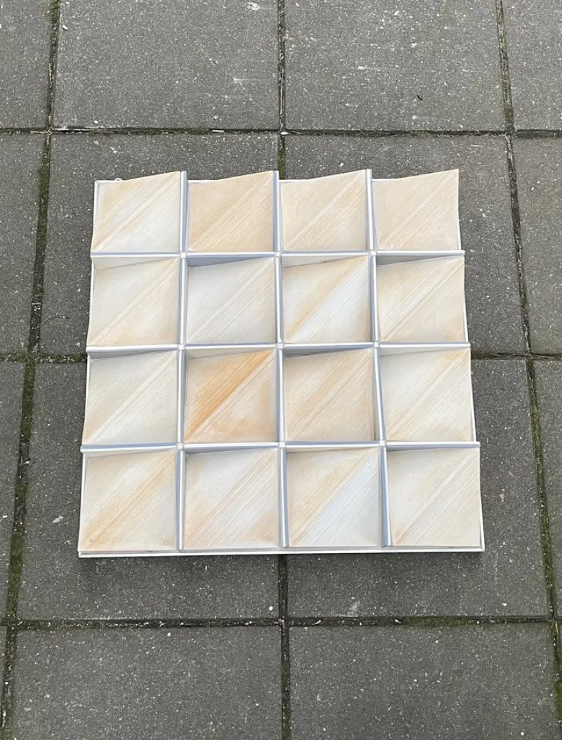 Pamono Richard Manz, Three-Dimensional Trapez Wall Relief Sculpture, 1986, Porcelain> Minimalist