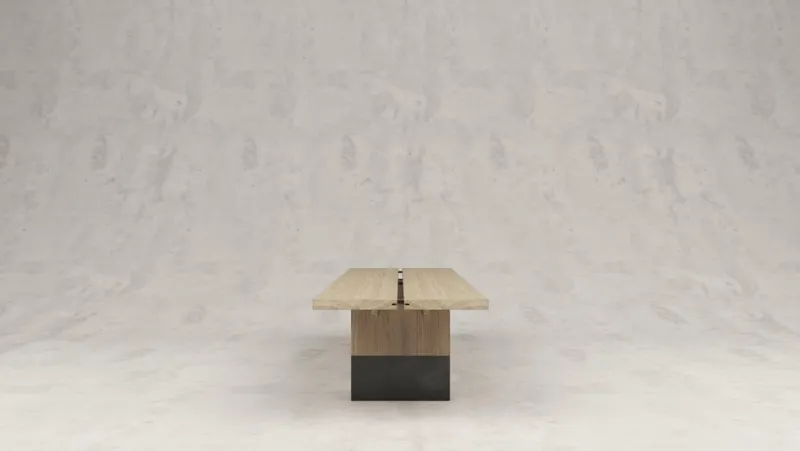 Pamono Rift Wood and Metal Dining Table by Andy Kerstens> Tables