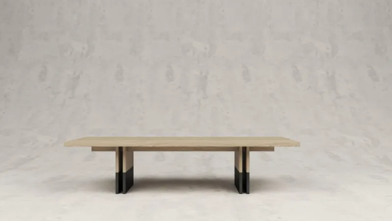 Pamono Rift Wood and Metal Dining Table by Andy Kerstens> Tables