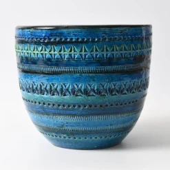 Pamono Rimini Blue Flower Pot by Aldo Londi for Bitossi, 1960s><noscript><img width=