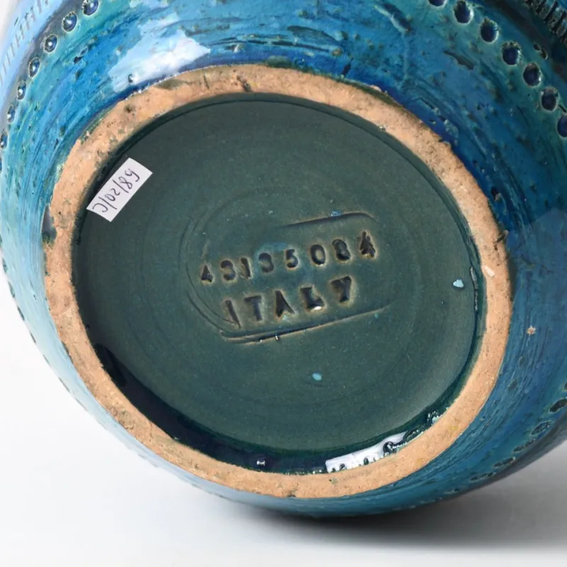 Pamono Rimini Blue Flower Pot by Aldo Londi for Bitossi, 1960s> Garden Accessories