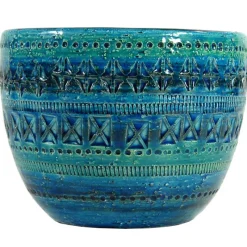 Pamono Rimini Blue Flower Pot by Aldo Londi for Bitossi, 1960s> Garden Accessories